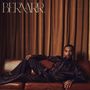 "BERNARR." Oben links. Eine Person in eleganter Kleidung liegt entspannt auf einem Ledersofa vor braunem Vorhang., 2 LPs