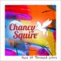 "Chancy Squire" in roter Schrift, darunter ein geflügeltes Pferdelogo. Bunter, abstrakter Hintergrund in kräftigen Farben., CD