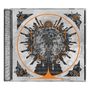 Zwei Gesichter, ein Totenkopf und Blumen in einem komplexen Muster, umgeben von einem orangefarbenen Kreis., CD