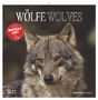"WÖLFE WOLVES", "PLUS BUCKET LIST", "2027". Großaufnahme eines Wolfkopfes in natürlicher Umgebung.