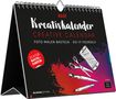 2027 Kreativkalender. Creative Calendar. Foto, Malen, Basteln, Do-it-yourself. Illustration von Stiften, Schere, Pinsel.