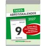"Tages-Abreißkalender 2027", großer schwarzer 9 auf Weiß, "Zettler Kalender". Grün und rot hervorgehoben., Kalender