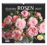 "Geliebte ROSEN 2027", Rosenbouquet mit zartrosa Blüten. Darunter Tabelle, oberer Bereich dunkel, unterer Bereich hell.