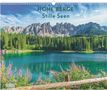 HOHE BERGE, Stille Seen. Landschaft mit Bergkette, grünem Wald und einem ruhigen See im Vordergrund.
