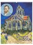 Text: „Vincent van Gogh 2027“. Illustration einer Kirche in kräftigen Farben und ein Porträt von Vincent van Gogh., Kalender