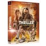 "THRILLER Ein unbarmherziger Film" von BO A. VIBENIUS. Illustration mehrerer Figuren, Frau mit Augenklappe im Vordergrund., 1 Ultra HD Blu-ray und 3 Blu-ray Discs