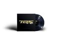 "TES" in goldener Schrift, darunter "Das schwarze Album". Eine schwarze Schallplatte ragt aus dem Cover heraus., LP