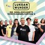 „Luksan Wunder“, „Dr. Edeljochurts Songsammelsurium 2“. Menschen in bunten Stirnbändern vor einem gestreiften Hintergrund., CD