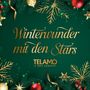 Goldene Texte: "Winterwunder mit den Stars", "TELAMO, A BMG Company". Hintergrund mit grünen Zweigen und festlichen Dekorationen.