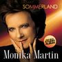 Texte: „SOMMERLAND“, „DAS NEUE STUDIOALBUM“, „Monika Martin“. Nahaufnahme eines lächelnden Gesichts., CD
