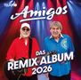 Amigos: Das Remix Album 2026. Zwei Männer mit Gitarren, Bühnenlichter in Blau und Rot., CD