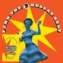 "Funk the Reggae Beat" und "23 Essential Funk-Flavoured Reggae Tracks from the Trojan Vaults". Tänzerin vor orangem Hintergrund.