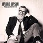 Text: "Marco Masini Perfetto Imperfetto". Ein Mann mit Bart und Brille sitzt entspannt, trägt Anzug und Krawatte., CD