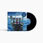 "NEOTHEATER" oben mit Illustration von drei Personen auf Wolken, umgeben von Instrumenten, Vinyl-Schallplatte daneben., LP