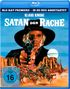 Text: "Blu-ray-Premiere • In HD neu abgetastet", "Klaus Kinski", "Satan der Rache", "FSK ab 16 freigegeben". Illustration: Cowboy zielt mit Revolver.