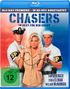 Texte: "CHASERS", "ZU SEXY FÜR DEN KNAST", "FSK ab 12 freigegeben", "BLU-RAY-PREMIERE", Namen: "TOM BERENGER, ERIKA ELENIAK, WILLIAM McNAMARA." Drei Personen, Frau gefesselt zwischen zwei Männern in Marineuniformen.