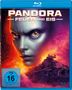 „PANDORA: FEUER UND EIS“, FSK ab 16. Gesicht einer Kreatur, detailliert, mit strahlenden Augen vor einer feurigen Szenerie.