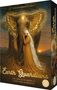 "Earth Guardians" und "The Oracle of Animal & Plant Soul Guardians" stehen auf der Box. Ein Elefant mit leuchtenden Ohren neben einer Frau mit langem weißem Haar, Sonnenuntergang im Hintergrund., Buch