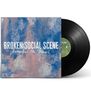 Text: "BROKEN SOCIAL SCENE, Rememb the humans." Plattencover mit abstrakter blauer und rosa Malerei, daneben eine Vinylplatte., LP