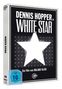 "Dennis Hopper in WHITE STAR. Ein Film von Roland Klick. FSK 16 freigegeben. Großes weißes Sternmotiv auf dunklem Hintergrund."