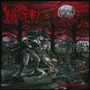 „Lead Injector Witching Attack“ oben in Rot. Düstere Illustration: Hexe und Skelett auf Friedhof bei Vollmond., CD