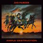 Oben steht "JAG PANZER", unten "AMPLE DESTRUCTION". Eine düstere Illustration von Reitern vor einem dramatischen Sonnenuntergang., LP