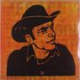 Auf orangem Hintergrund das kontrastrreiche Porträt eines Mannes mit Cowboyhut., 2 LPs