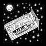 „TB 303, BASS“ steht auf einem stilisierten Synthesizer, der als Bett dient. Ein lächelnder Mond und Sterne umgeben ihn., 2 LPs