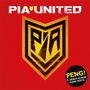 Oben steht „PIA UNITED“, unten in einem Kreis „PENG! 2. Debüt Album Punk/Rock“. In der Mitte ein stilisiertes Wappen., CD