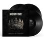 Text: "MONO INC.", "20 YEARS OF DARKNESS". 
Illustration einer detailreichen Krone auf schwarzem Hintergrund, kombiniert mit Vinyl-Schallplatten., 3 LPs