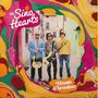 „The Sino Hearts“ und „Mondo Paradiso“. Drei Personen mit Gitarren in einer bunten, psychedelischen Umgebung., LP