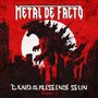 "METAL DE FACTO", "LAND OF THE RISING SUN PART 2". Illustration eines Monsters vor rotem Hintergrund und Skyline., LP