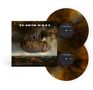 "THRESHOLD", "hypothetical" auf einem Albumcover; fliegende Insel mit Skyline und Wolken, zwei braun-gemusterte Schallplatten., 2 LPs
