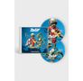 CD-Cover und CDs mit dem Text „EDGUY“ und „SPACE POLICE“. Illustration eines Mannes mit Helm und einem Alien.