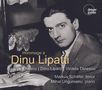 „Hommage à Dinu Lipatti“ gefolgt von Namen und Titeln, Schwarz-Weiß-Foto eines Mannes mit Stift., CD