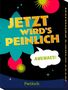 Text: "JETZT WIRD'S PEINLICH", "AWKWARD!", "Pattloch". Bunte, verspielte Grafik mit Sternen und Kreisen.