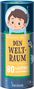„Kennst du...? Den Weltraum. 80 lustige Quizfragen.“ Illustration mit einem Kind im Astronautenanzug und Raketen.
