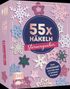 "55x Häkeln: Sternenzauber" in rosa, mittig, umgeben von gehäkelten Sternen in verschiedenen Farben und Mustern.