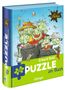 "Erhard Dietl, Puzzle im Buch, Oetinger", Cartoon-Olchis, grüne Wesen mit Fliegen, Hüten, auf Mülltonnen, fröhlich.