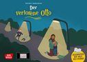 "Der verlorene Otto" steht groß in der Mitte. Illustration zeigt nachts Kinder und Erwachsene unter Straßenlaternen.