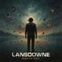 „LANSDOWNE WISH YOU WELL“ unten. Eine Person im Wasser, umgeben von schwebenden Objekten, mit dramatischem Himmel.
