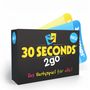 „30 SECONDS 2go“ steht in Gelb auf einer schwarzen Schachtel. Oben rechts „NEU“, unten „Das Partyspiel für alle!" in bunten Buchstaben., Spiele