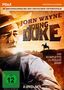 "John Wayne, The Young Duke, komplette 13-teilige Serie, 2-DVD-Set. FSK ab 12 freigegeben. Western-Klassiker." Texthintergrund: Wüstenlandschaft mit Reiter.