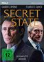 Text: "Gabriel Byrne, Charles Dance, Secret State, Die komplette Miniserie, FSK ab 12 freigegeben." Zwei Männer im Anzug.