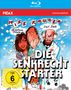 Aufschrift: "Die Senkrechtstarter". Darüber sind drei gezeichnete Personen. Links: Frau, Mitte: Mann, rechts: älterer Mann., Blu-ray Disc