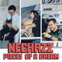NECHAZZ PIECES OF A DREAM. Drei Männer: einer spielt Gitarre, einer Saxophon, einer telefoniert im Studio., CD