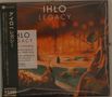 Text: IHLO LEGACY. Darstellung einer surrealen Landschaft mit orangenem Himmel und futuristischen Strukturen., CD