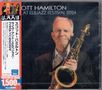 "SCOTT HAMILTON LIVE AT ELBJAZZ FESTIVAL 2024" steht in englischem Text. Ein älterer Mann hält ein Saxophon., CD