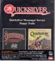 "QUICKSILVER Messenger Service Happy Trails" in großer Schrift. Zwei Albumcover: links rot-schwarz, rechts Cowboy-Motiv., 2 CDs
