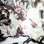 Eine abstrakte Illustration mit dynamischen Pinselstrichen in Braun, Rosa und Grau auf weißem Hintergrund., CD
